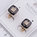 Серьги Xuping№2327 мягкие квадраты с черной вставкой купить бижутерию Харьков оптом.