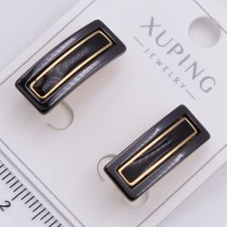 Серьги Xuping№2329 черные прямоугольники с золотым акцентом купить бижутерию Харьков оптом.