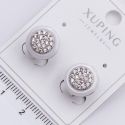 Серьги Xuping№2331 с белым кольцом из ювелирной керамики и белыми цирконами купить бижутерию Харьков оптом.