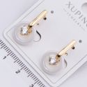 Серьги Xuping№2333 с белым кольцом из ювелирной керамики и белым цирконом купить бижутерию Харьков оптом.