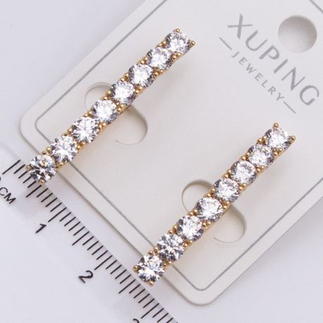 Серьги Xuping№2336 дорожка из белых цирконов купить бижутерию Харьков оптом.