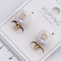 Серьги Xuping№2338 мягкие квадраты с белой вставкой купить бижутерию Харьков оптом.