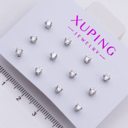 Серьги Xuping№2344 гвоздики набор 6 пар с белым цирконом, держащийся на 6 лапках купить бижутерию Харьков оптом.