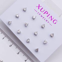 Серьги Xuping№2345 гвоздики набор 6 пар с белым сердечком купить бижутерию Харьков оптом.