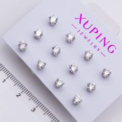 Серьги Xuping№2346 гвоздики набор 6 пар с белым цирконом, держащийся на 6 лапках купить бижутерию Харьков оптом.