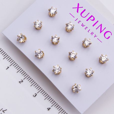 Серьги Xuping№2348 гвоздики набор 6 пар с белым цирконом, держащийся на 6 лапках купить бижутерию Харьков оптом.