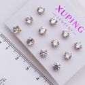 Серьги Xuping№2349 гвоздики набор 6 пар с белым цирконом, держащийся на 6 лапках купить бижутерию Харьков оптом.