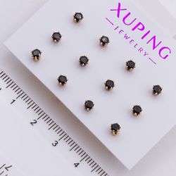 Серьги Xuping№2350 гвоздики набор 6 пар с черным цирконом, держащийся на 6 лапках купить бижутерию Харьков оптом.