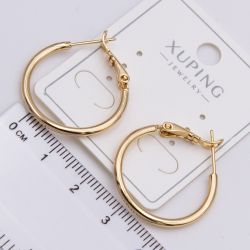 Серьги Xuping№2353 2 см гладкие серьги-кольца Конго купить бижутерию Харьков оптом.