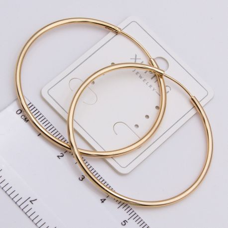Серьги Xuping№2358 5 см гладкие серьги-кольца Конго купить бижутерию Харьков оптом.