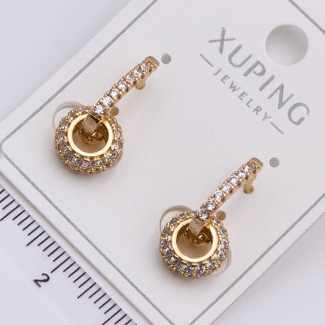 Серьги Xuping№2359 дорожка из белых цирконов и подвеска в виде кольца купить бижутерию Харьков оптом.