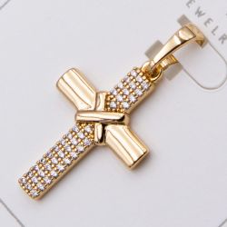 Кулон Xuping№436 крестик с белыми камешками бижутерию купить оптом недорого.