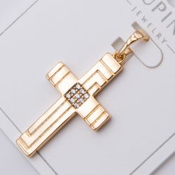 Крестик Xuping№468 под золото с линиями и камнями бижутерию купить оптом недорого.