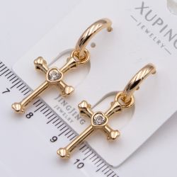 Серьги Xuping№2360 крестики с сердечком купить бижутерию Харьков оптом.