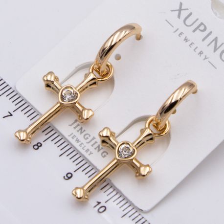 Серьги Xuping№2360 крестики с сердечком купить бижутерию Харьков оптом.
