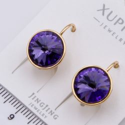 Серьги Xuping№2364 с фиолетовым камнем Swarovski купить бижутерию Харьков оптом.
