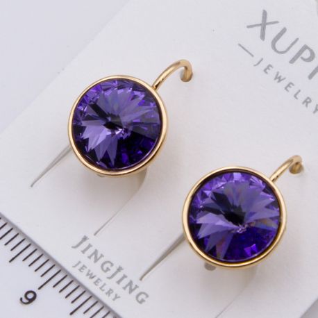 Серьги Xuping№2364 с фиолетовым камнем Swarovski купить бижутерию Харьков оптом.