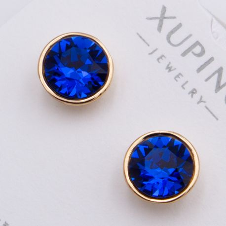 Серьги Xuping№2370 с синим камнем Swarovski купить бижутерию Харьков оптом.