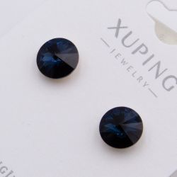 Серьги Xuping№2372 гвоздики с темно-синим камнем Swarovski купить бижутерию Харьков оптом.