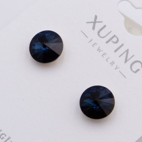 Серьги Xuping№2372 гвоздики с темно-синим камнем Swarovski купить бижутерию Харьков оптом.