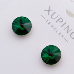 Серьги Xuping№2372 гвоздики с темно-зеленым камнем Swarovski купить бижутерию Харьков оптом.