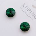 Серьги Xuping№2372 гвоздики с темно-зеленым камнем Swarovski купить бижутерию Харьков оптом.