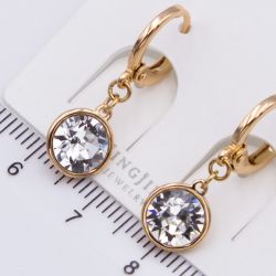 Серьги Xuping№2382 с белым камнем Swarovski купить бижутерию Харьков оптом.