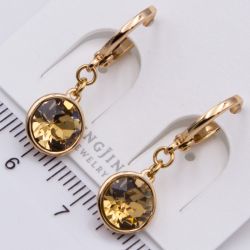 Серьги Xuping№2383 с камнем цвета шампань Swarovski купить бижутерию Харьков оптом.