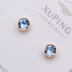 Серьги Xuping№2386 гвоздики с голубым камнем Swarovski купить бижутерию Харьков оптом.