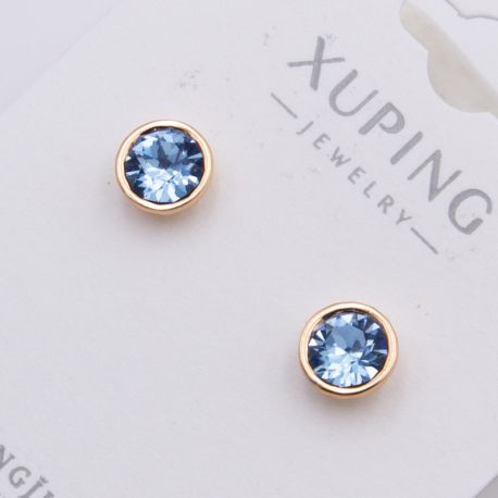 Серьги Xuping№2386 гвоздики с голубым камнем Swarovski купить бижутерию Харьков оптом.