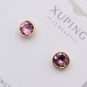 Серьги Xuping№2387 гвоздики с розовым камнем Swarovski купить бижутерию Харьков оптом.