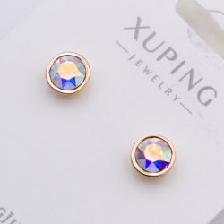 Серьги Xuping№2388 гвоздики с градиентным фиолетовым камнем Swarovski купить бижутерию Харьков оптом.