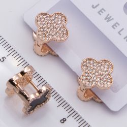 Серьги сталь№764 с клевером в камнях купить качественные украшения.