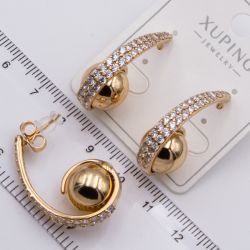 Серьги Xuping№2389 гвоздики шар с дорожками из камней купить бижутерию Харьков оптом.