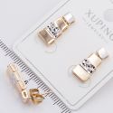 Серьги Xuping№2390 гвоздики оригинальный комбинированный дизайн из пластин купить бижутерию Харьков оптом.