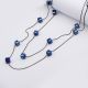Подвеска№2558 55 см/60 см + удлинитель с голубыми кубическими хрусталиками купить недорого в интернет-магазине.