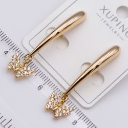 Серьги Xuping№2404 подвески-бабочки с белыми камнями ювелирная бижутерия Харьков оптом.