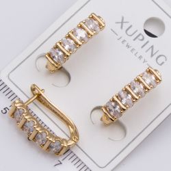 Серьги Xuping№2405 оригинальный дизайн с белыми камнями ювелирная бижутерия Харьков оптом.