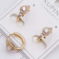 Серьги Xuping№2407 кольца с белыми камнями 18К ювелирная бижутерия Харьков оптом.