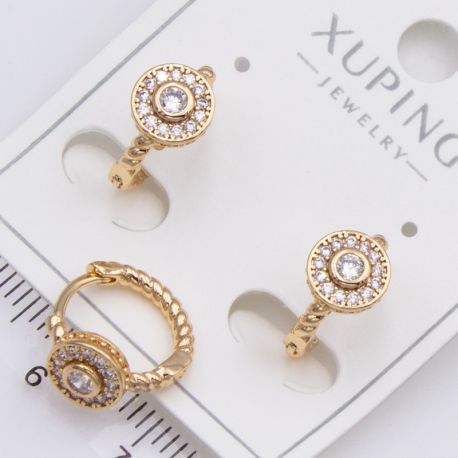 Серьги Xuping№2408 кольца с круглым декоративным элементом 18К ювелирная бижутерия Харьков оптом.