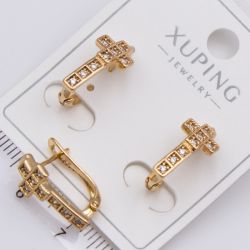 Серьги Xuping№2411 крестик на английском замке 18К ювелирная бижутерия Харьков оптом.