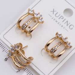 Серьги Xuping№2413 гвоздики три камня, одна элегантная гармония 18К ювелирная бижутерия Харьков оптом.