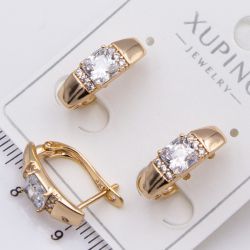 Серьги Xuping№2425 с белыми камнями на английской застежке 18К ювелирная бижутерия Харьков оптом.