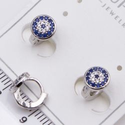 Серьги Xuping№2429 овалы с синими цирконами на круглом замке ювелирная бижутерия Харьков оптом.
