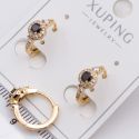 Серьги Xuping№2430 с черным центральным цирконом на круглом замке ювелирная бижутерия Харьков оптом.