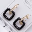 Серьги Xuping№2439 подвеска объемный квадрат из черной керамики ювелирная бижутерия Харьков оптом.