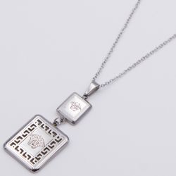 Цепочка сталь№796 60+5 см, гравированное лицо Медузы Горгоны со сквозным меандром куплю оптом бижутерию сталь недорого.