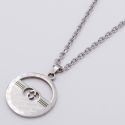 Цепочка сталь№798 45+5 см, открытый круглый медальон Gucci, логотип GG, полосы Web Stripe куплю оптом бижутерию сталь недорого.