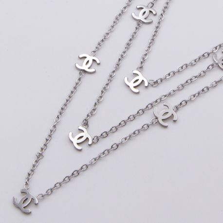 Цепочка сталь№800 50+45+35 см удлинитель, подвеска с медальонами Chanel куплю оптом бижутерию сталь недорого.