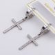 Серьги сталь№806 Stainless Steel классический прямоугольный крест с белыми цирконами куплю бижутерию сталь оптом.